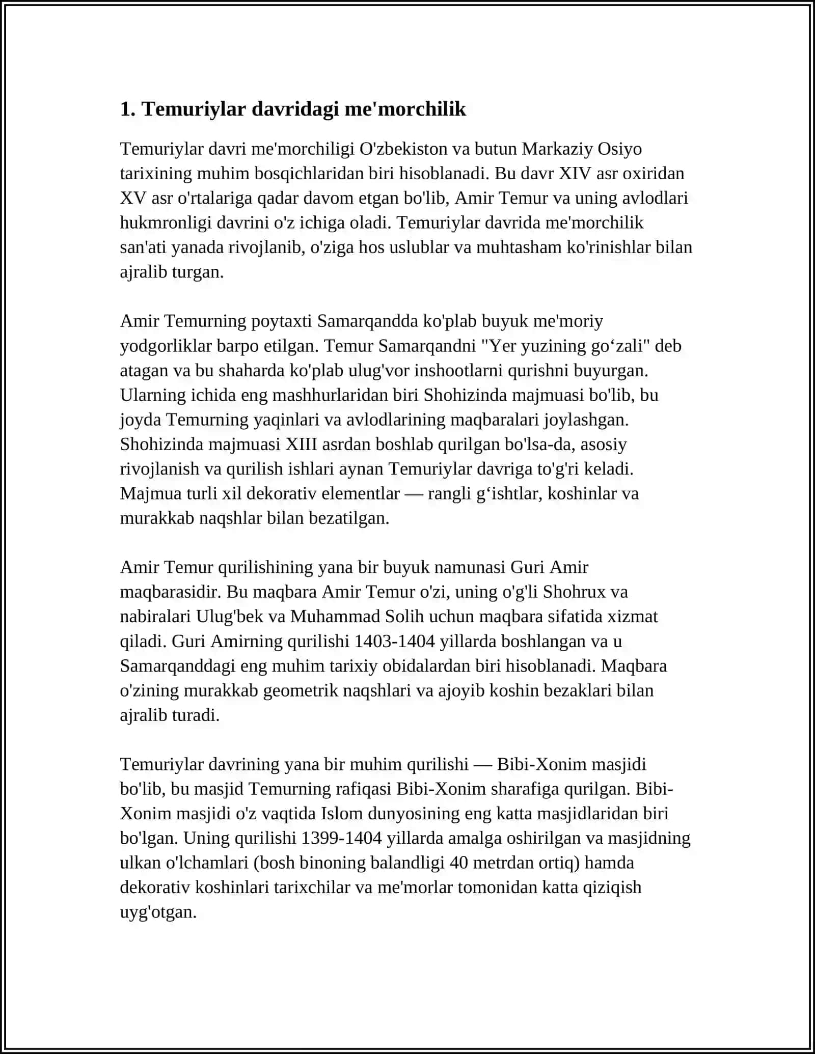 TEMURIYLAR MADANIYATI 3