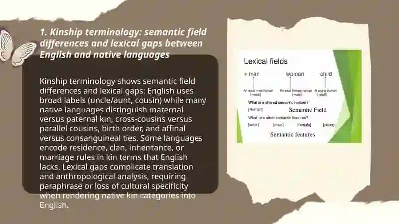 Semantic field and lexical gaps in English and Native Languages 3