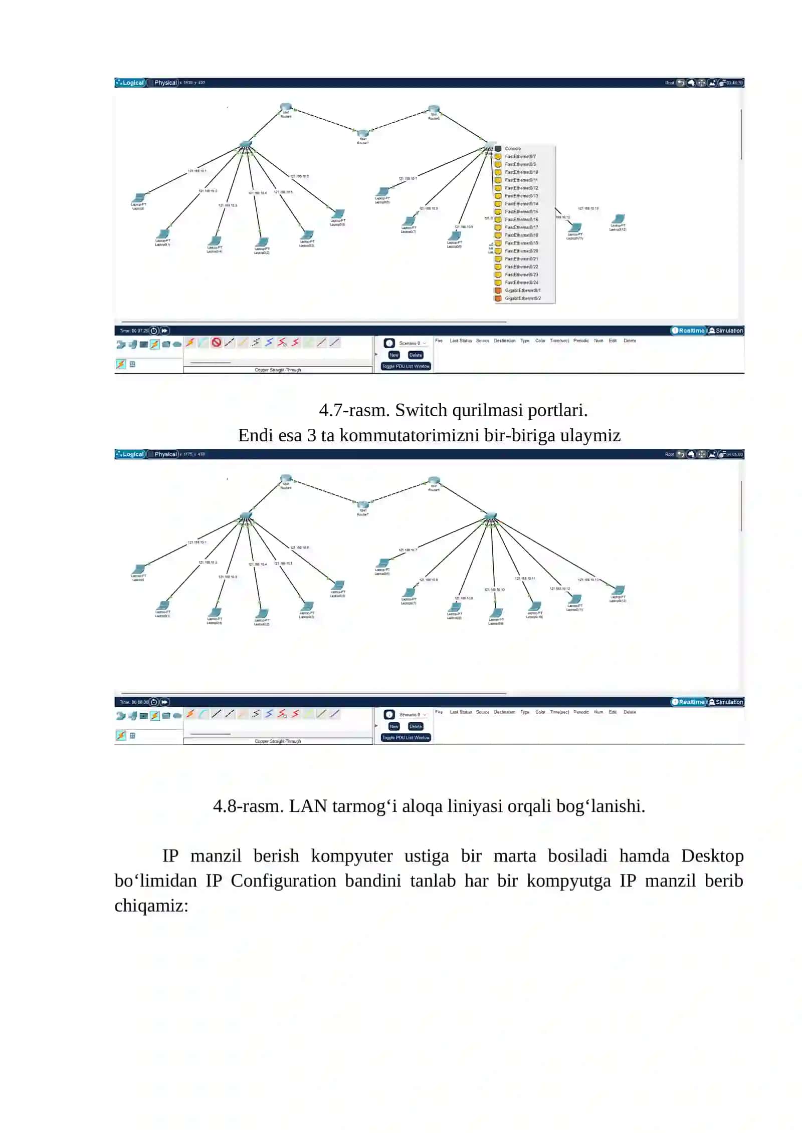 Cisco Packet Tracer dasturida sodda tarmoqni modellashtirish va qurish 3