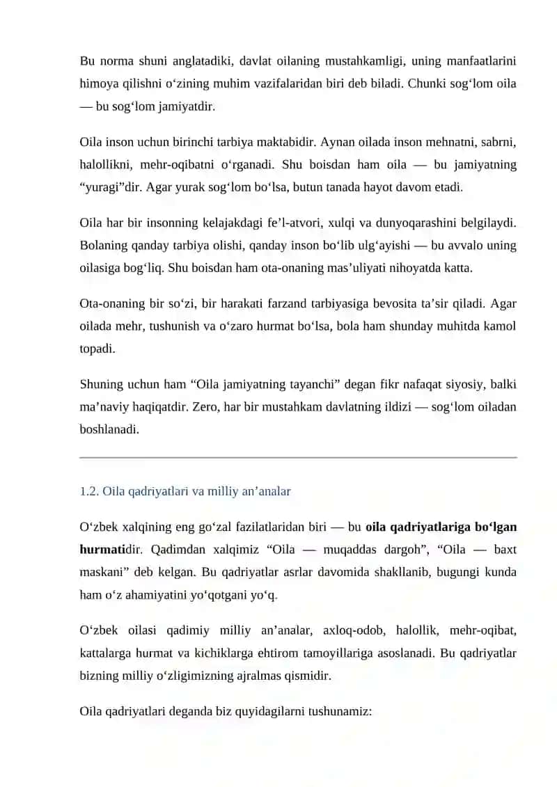 Oila qadriyati.Oila jamiyatning asosiy bo'g'ini 3