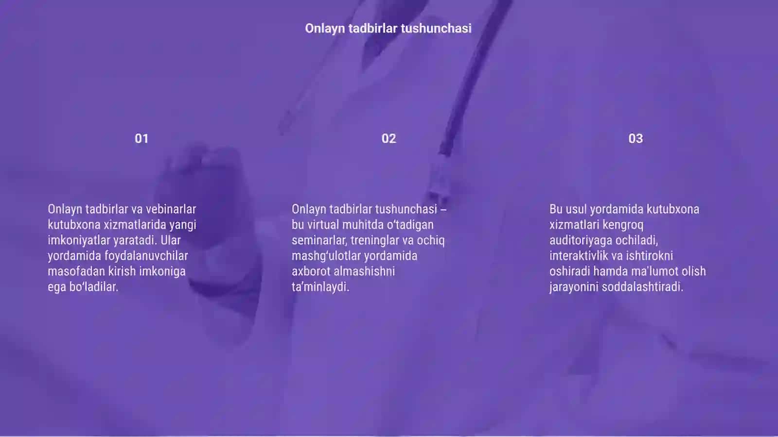 Onlayn tadbirlar vibenar orqali kutubxona xizmat koʻrsatish 3