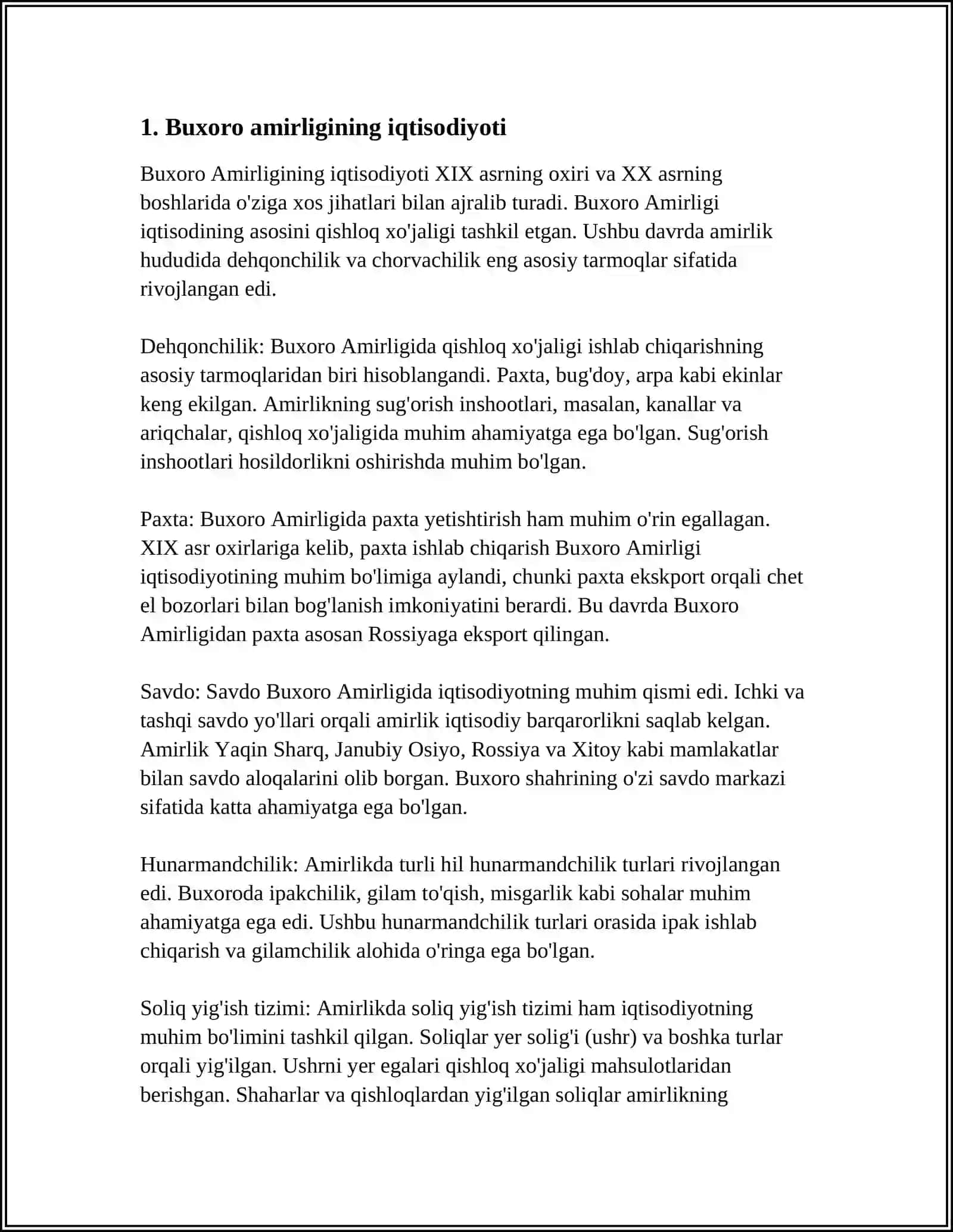 Buxoro Amirligining iqtisodiyoti 3