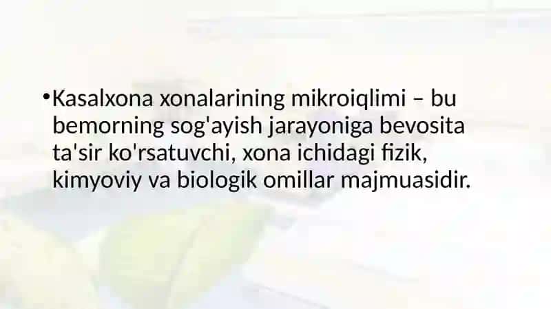 Kasalxona xonalari mikroiqlimining gigiyenik ahamyati 3