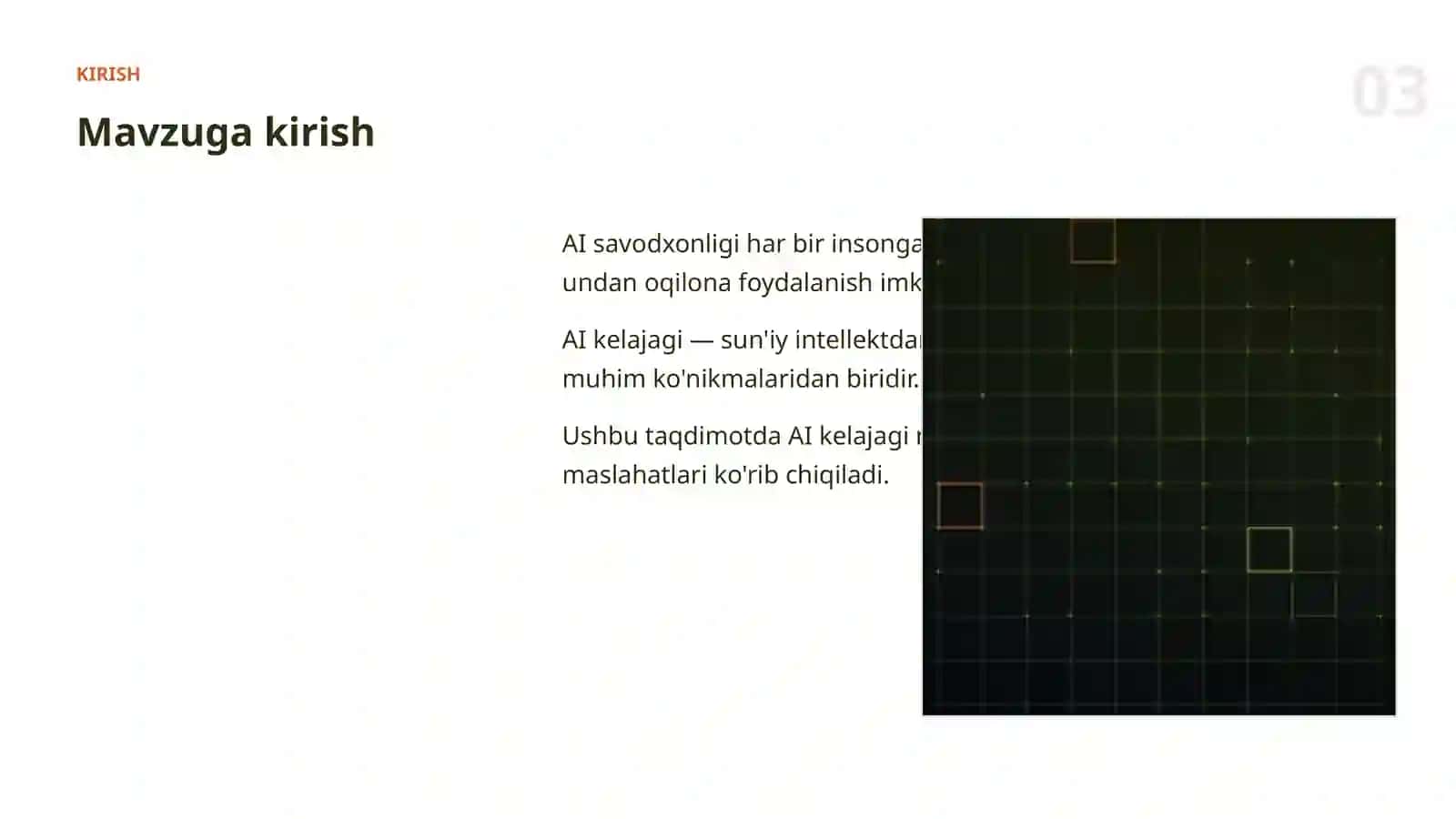 Sun'iy Intellekt Bo'yicha Amaliy Taqdimot III to'plam 3