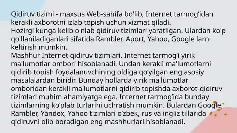 Axborotlarni qidirish usullari 3