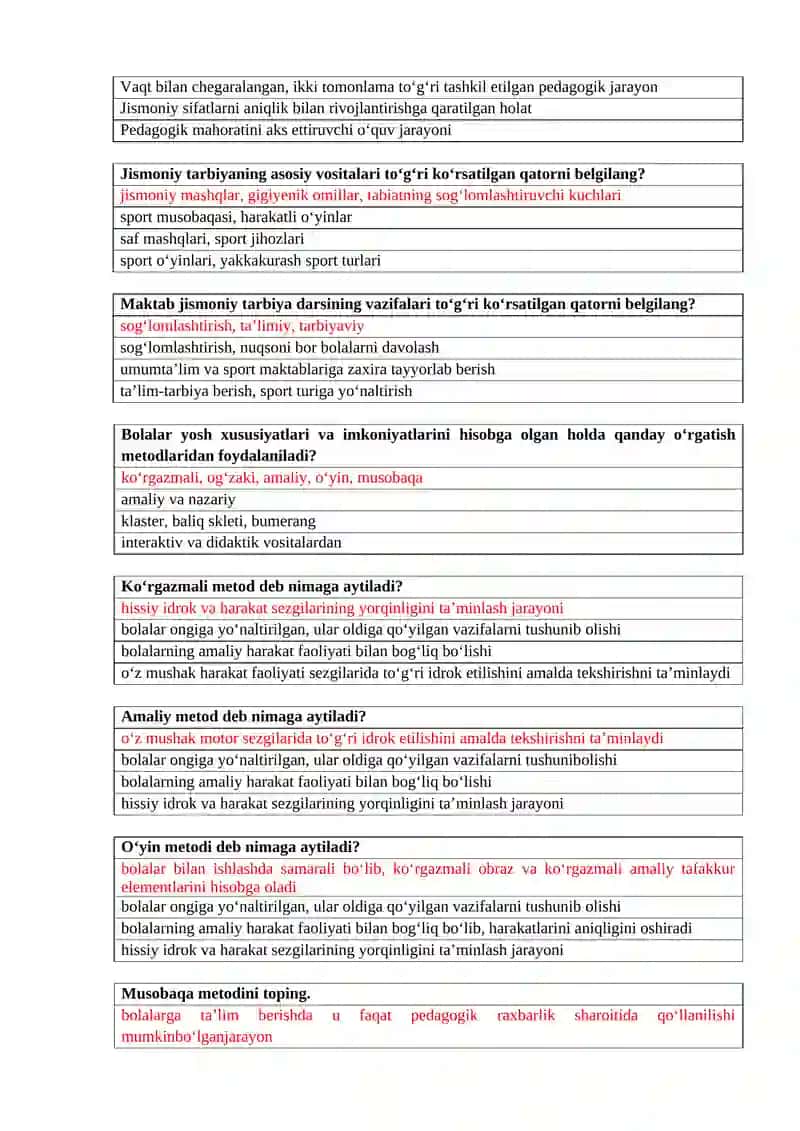 Jismoniy tarbiya nazariyasi va uslubiyati modulidan 3
