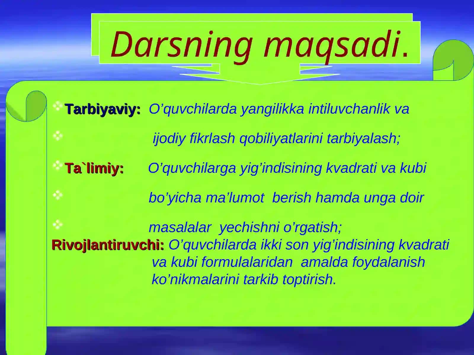 Yig’indining kvadrati va kubi 3