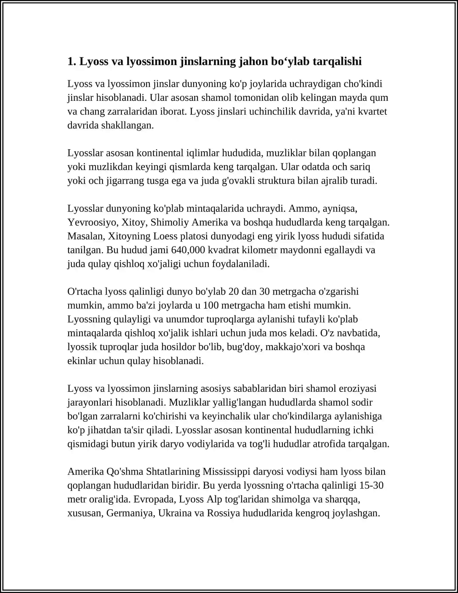 LYOSS VA LYOSSIMON JINSLARNING TARQALISHI 3