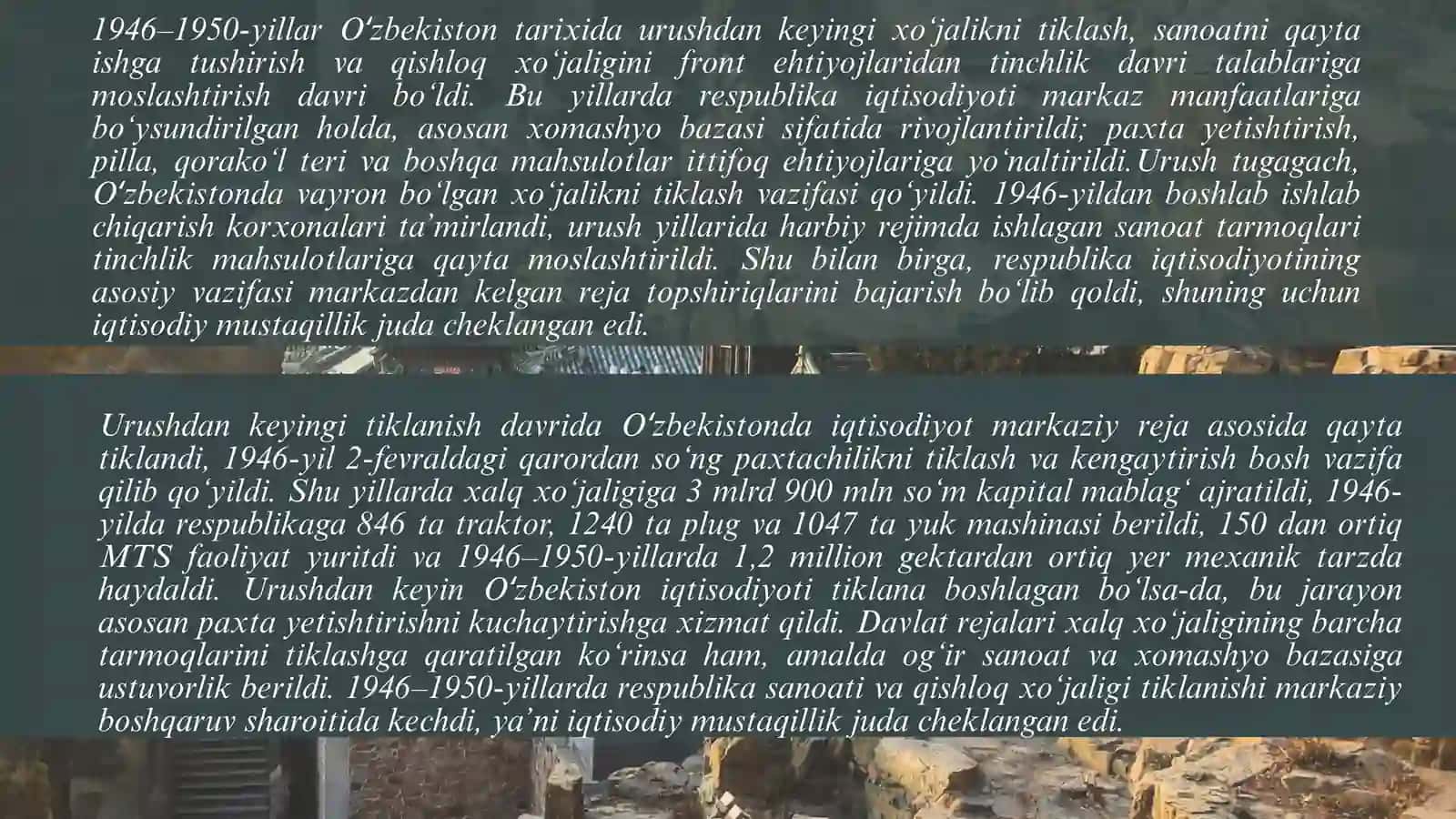 OʻZBEKISTON 1946-1985-YILLARDA 3