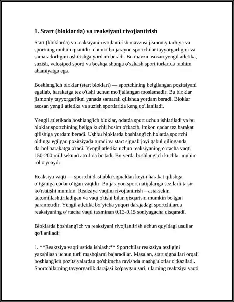 Start (bloklarda) va reaksiyani rivojlantirish 3