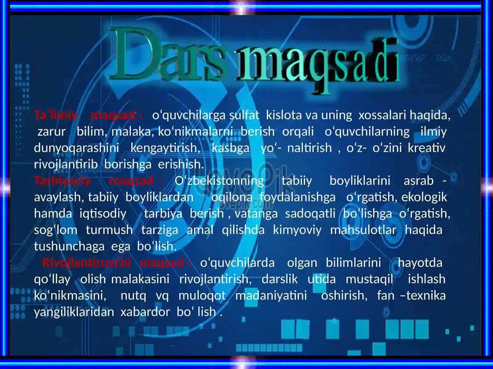 Sulfat kislota mavzusidan taqdimot 3