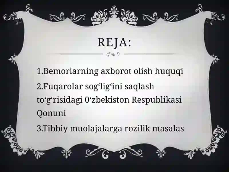 Tibbiy muolajalarga rozilik masalasi 3