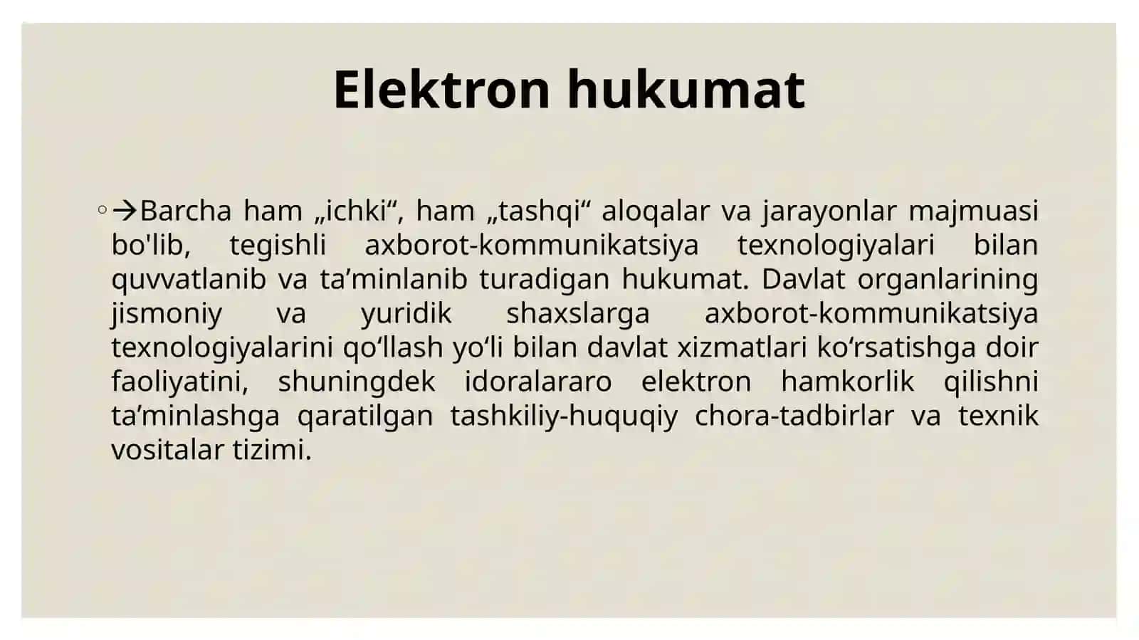 Elektron hukumatning elementlari va amaldagi loyihalari. 3