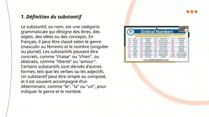 Les catégories grammaticales du substantif en français 3
