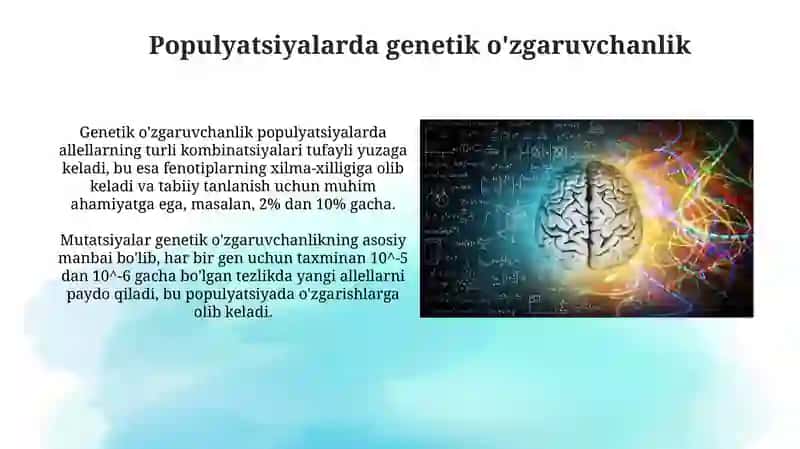 Sof populyatsiyalarda belgilarning irsiylanishi 3