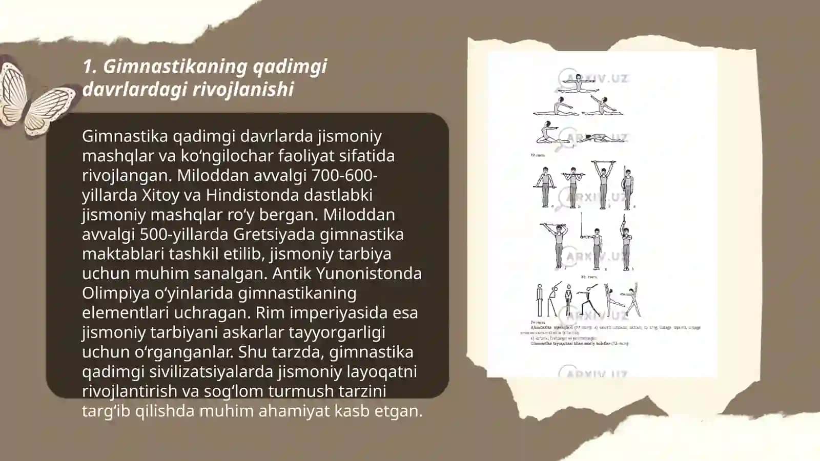 Gimnastikaning rivojlanish tarixi va uning turlari 3