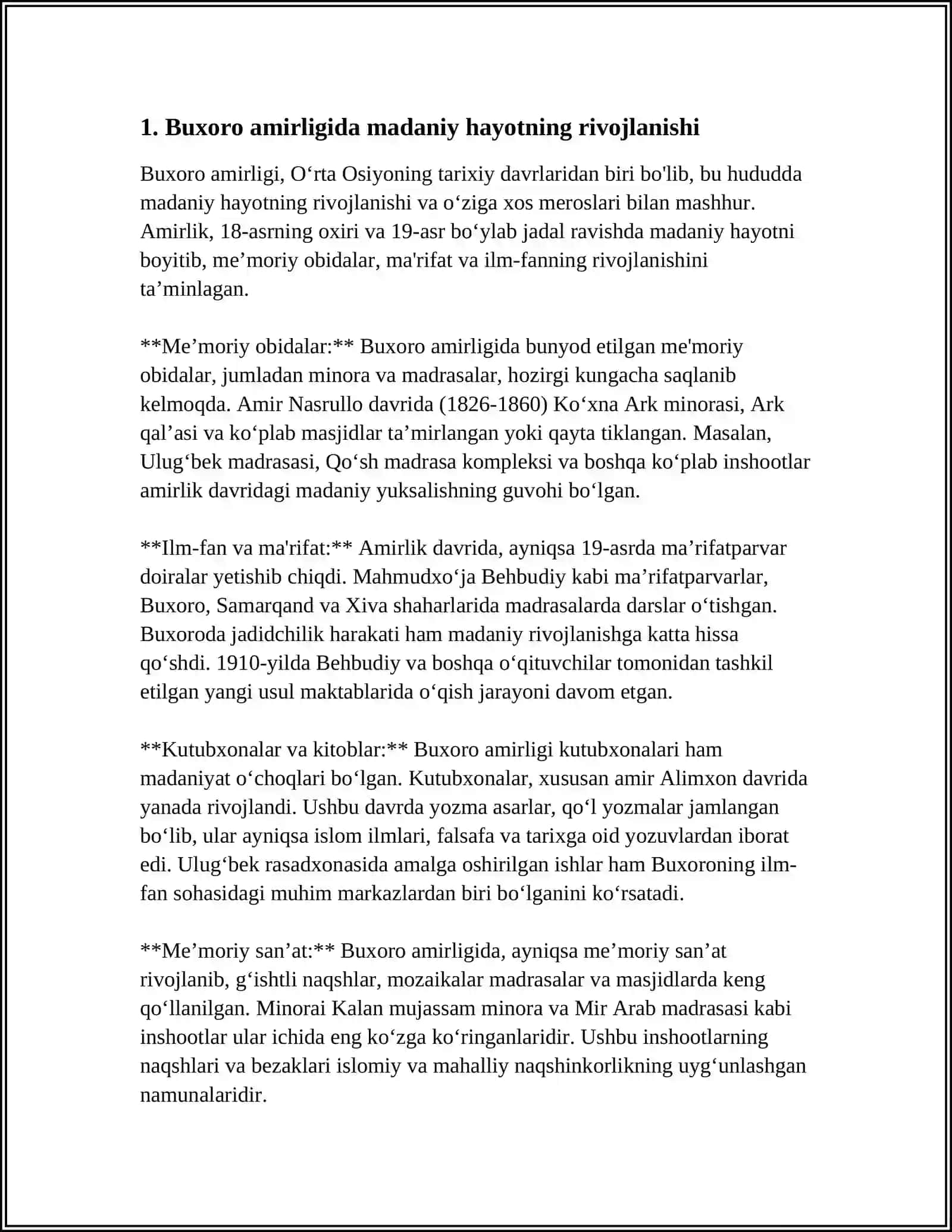 XVIII-XIX ASRLARDA BUXORO AMIRLIGI, XIVA VA QO'QON XONLIKLARIDA MADANIY HAYOT VA KUTUBXONALAR 3