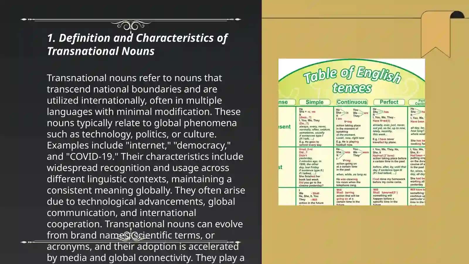 Transnational nouns, geographical names writing, types of translation and grammatical problems of translation 3