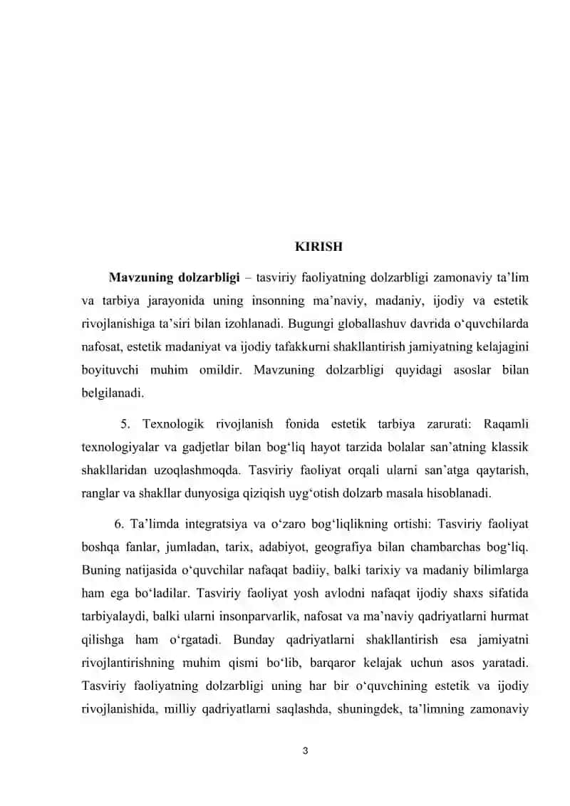 TASVIRIY FAOLIYAT-ESTETIK TARBIYANING ZARURIY VOSITASI SIFATIDA 3