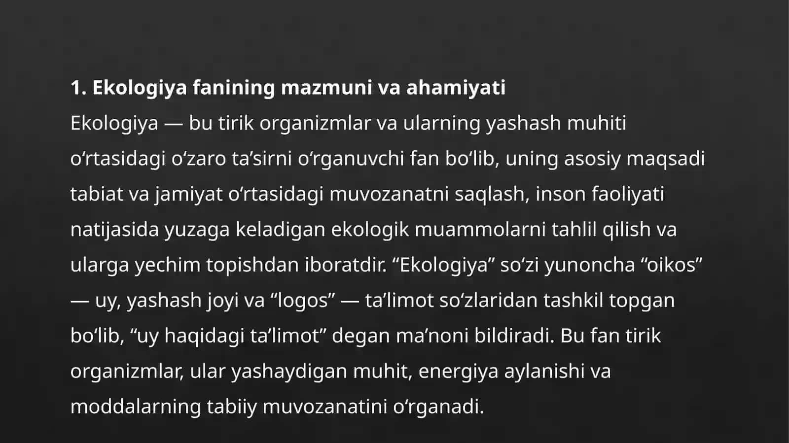Ekologiya va ekologik muammolar 3