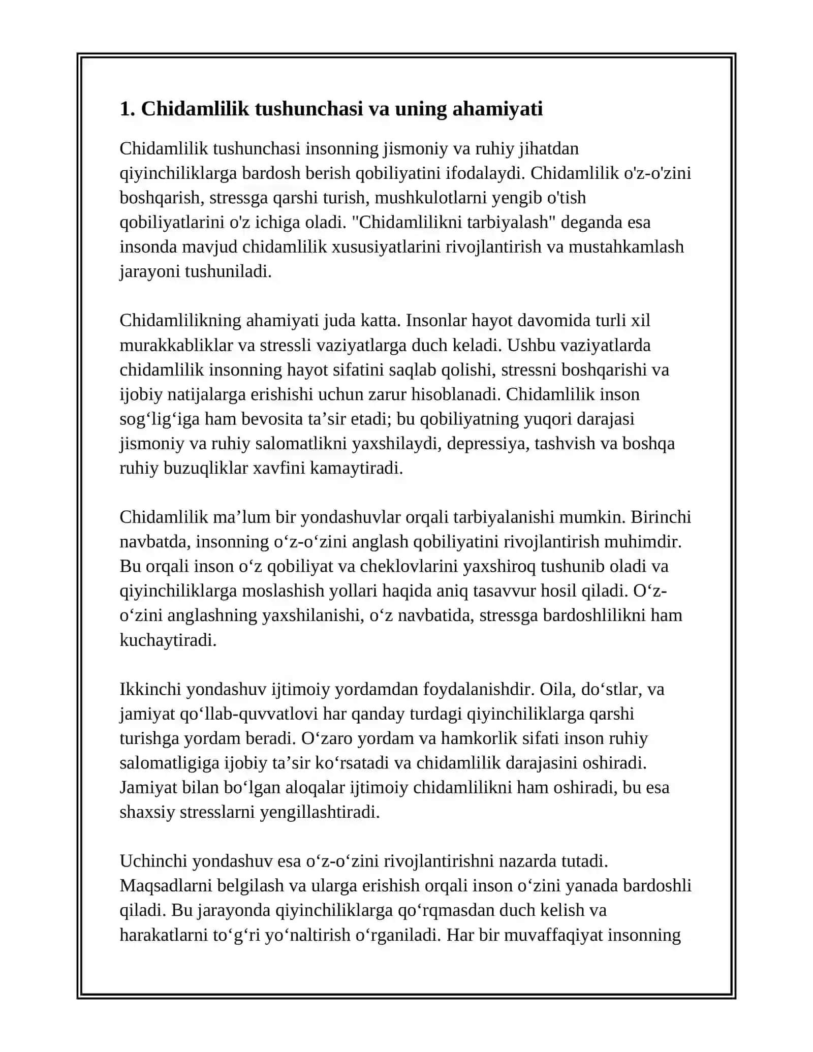 Chidamlilikni tarbiyalash 3