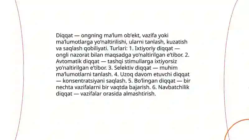 Diqqat tushunchasi va turlari 3