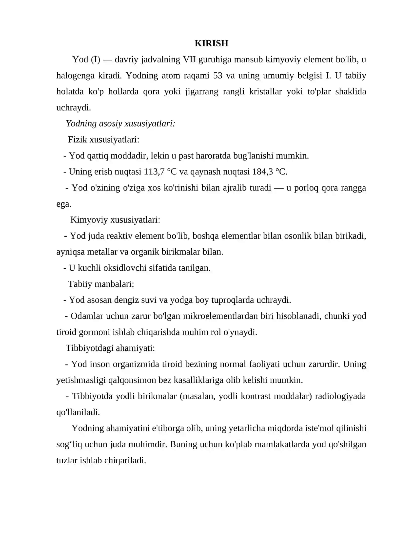 Yodning kimyoviy xususiyatlari 3