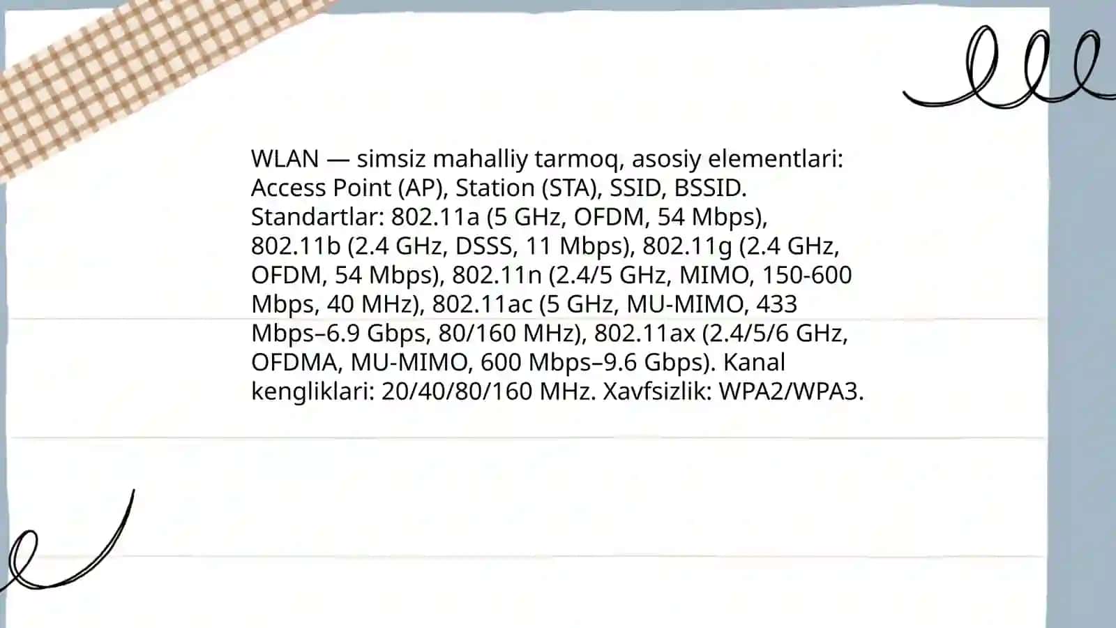 Simsiz va simli aloqa tarmoqlari wlan(wifi) foydalanish ko‘nikmalari” 3