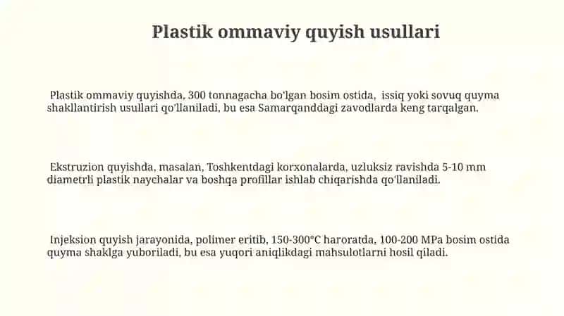 Plastik ommaviy quyish usullari 3