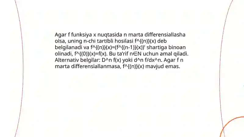 Yuqori tartibli hosilalar 3