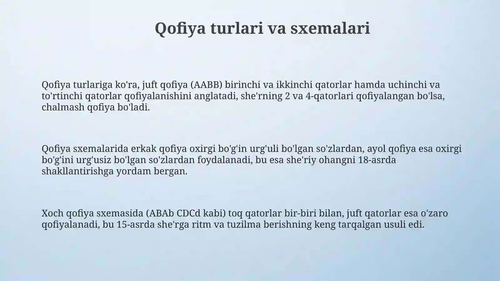Qofiya saboqlari va unsurlari 3