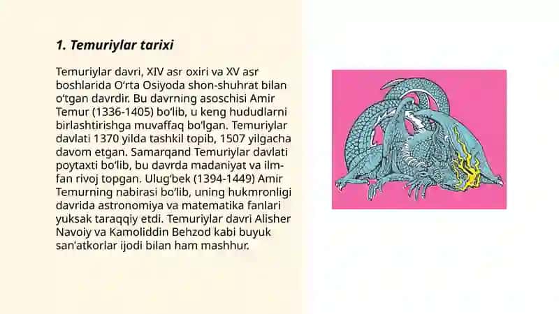 Temuriy hukmdorlar ro'yxatini tuzish 3