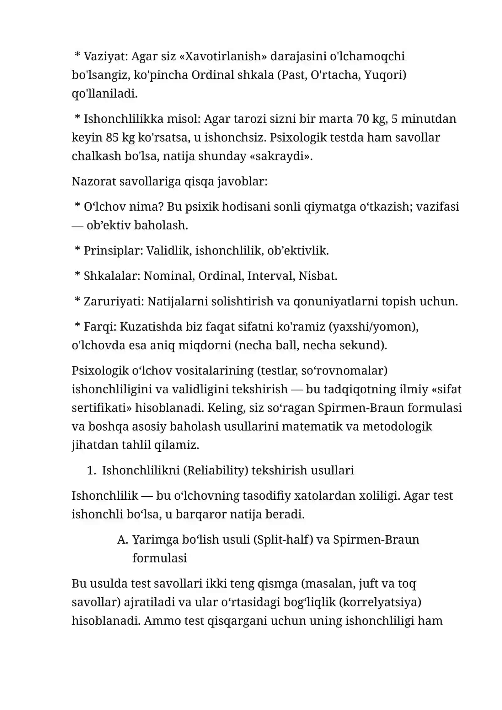 Psixologik o‘lchov (psixometriya) 3