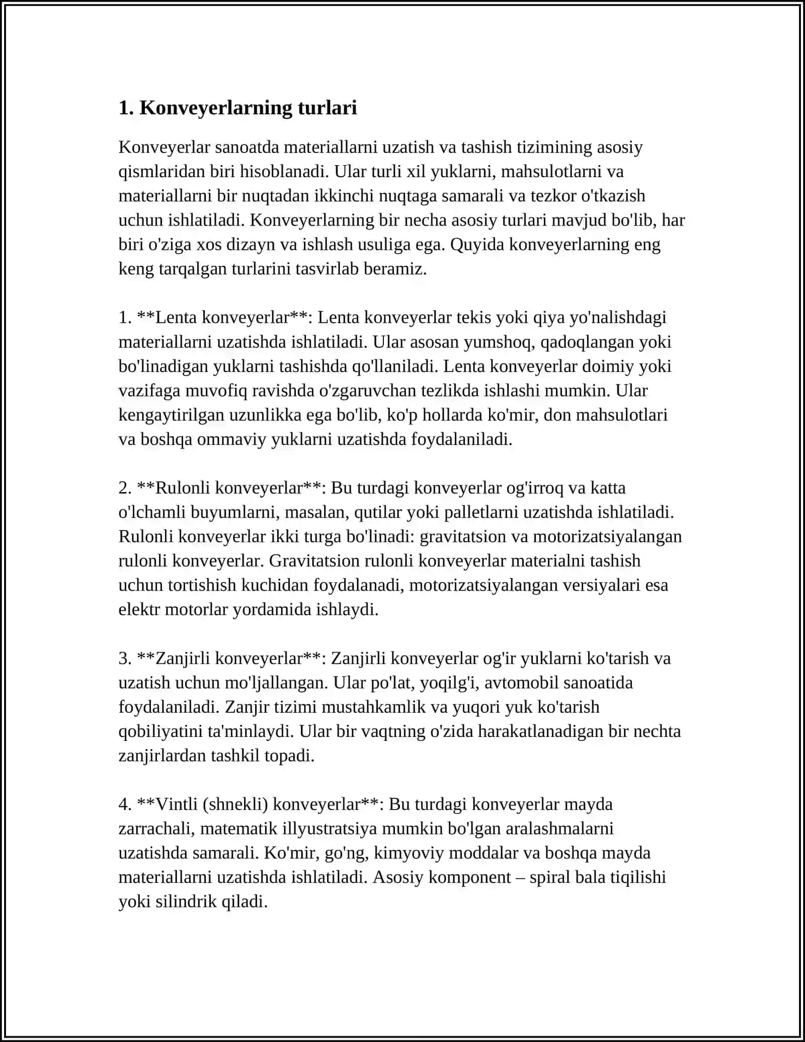 MUSTAQIL ISH Mavzu: KONVEYERLAR 3