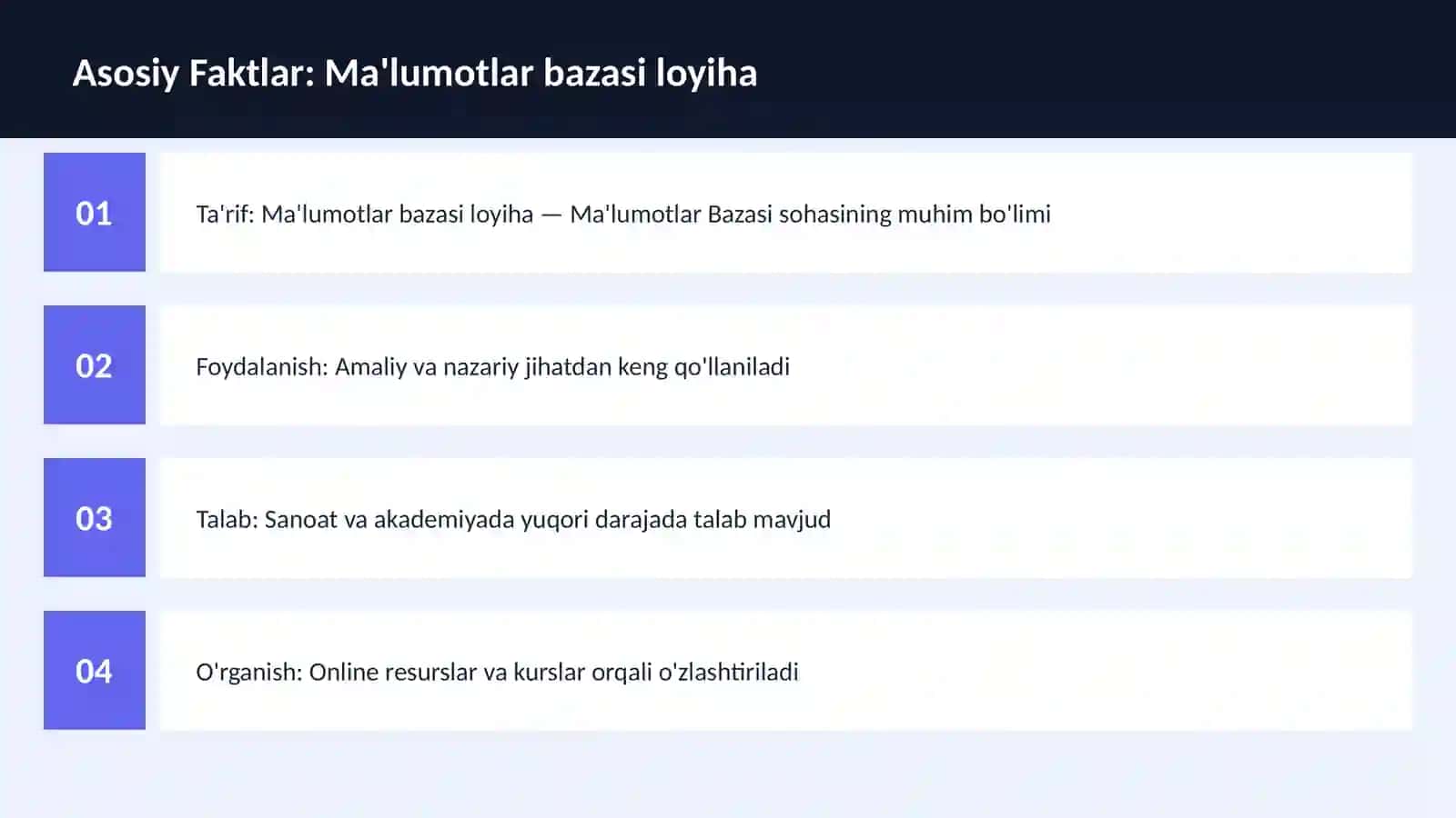 Ma'lumotlar bazasi loyiha 3
