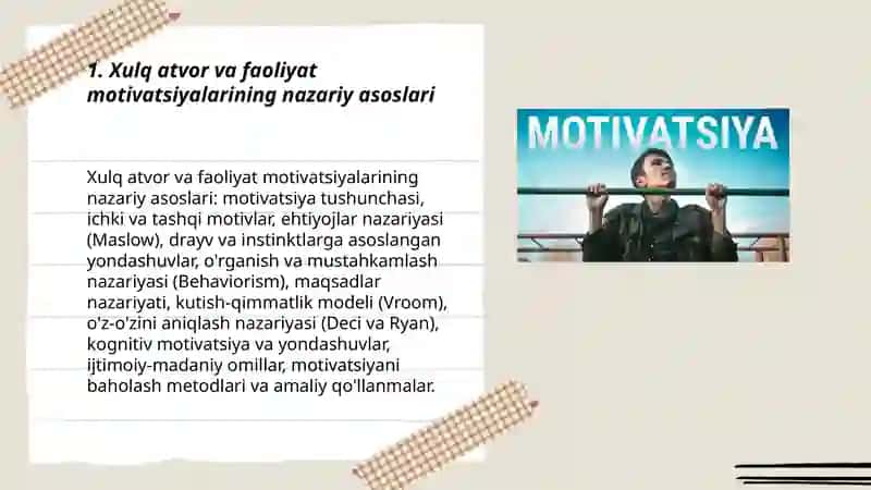 Xulq atvor va faoliyat motivatsiyalari 3