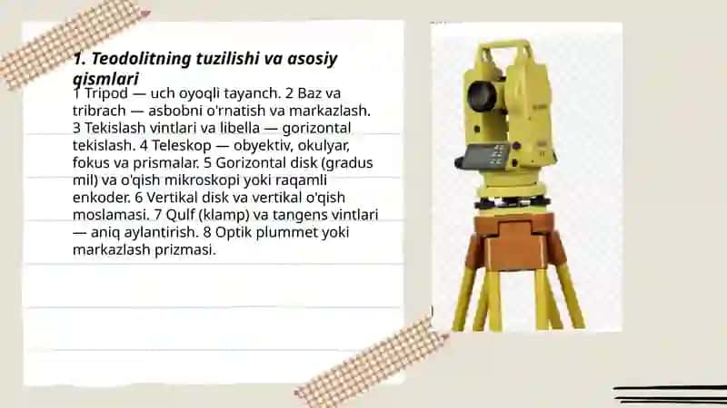 Teodolit bilan ishlash 3