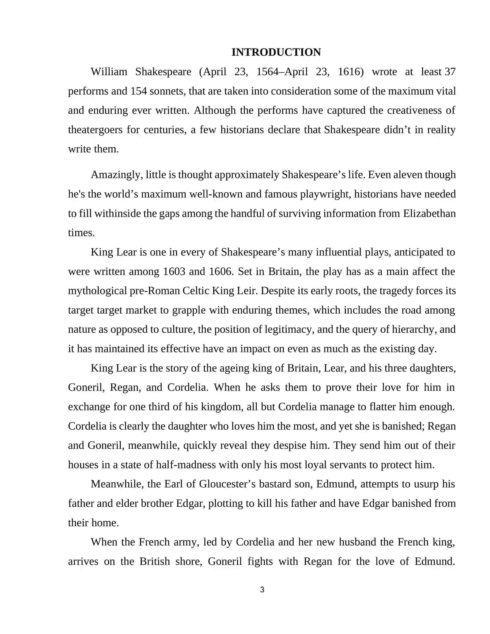 The role of the climax in Shakespeare`s tragedy, "King Lear" 3