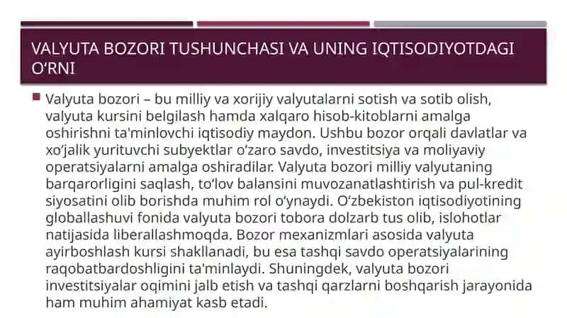 O‘zbekiston Respublikasi valyuta bozorining shakllanishi 3