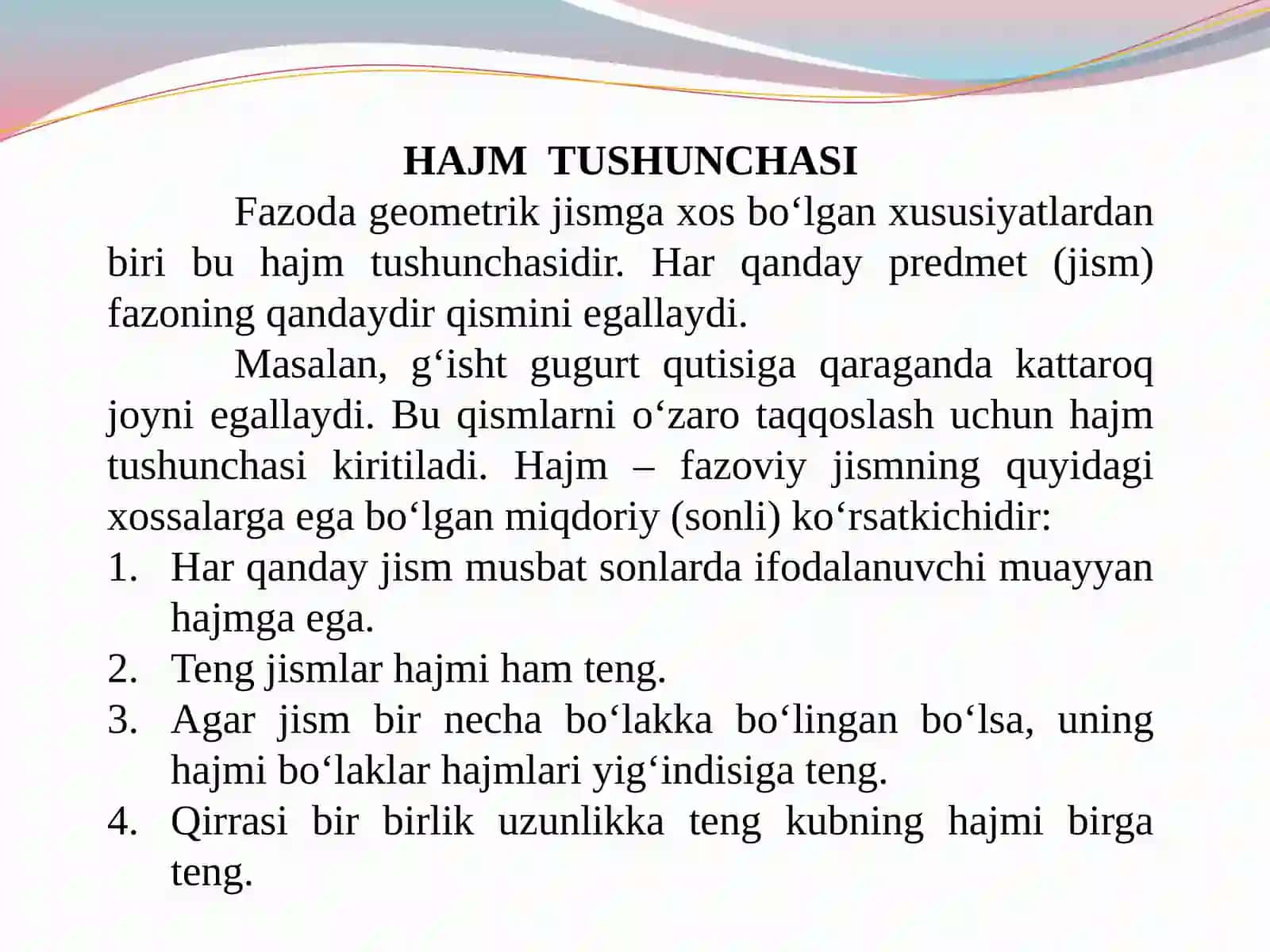 Geometriya fani  Mavzu:Prizmaning   hajmi 3