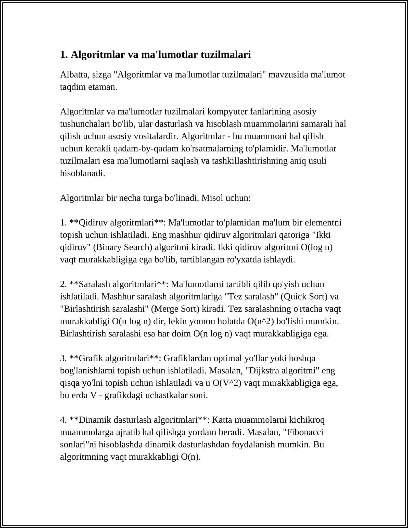 Algoritmlar va ma'lumotlar tuzilmalari 3