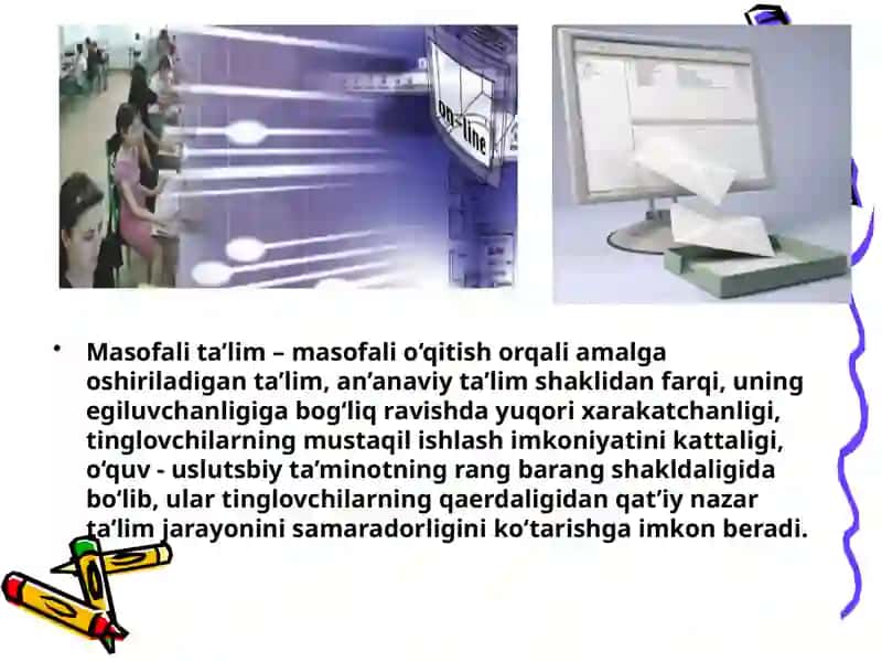 Elektron ta'lim. Masofaviy o’qitish tizimida (distant education)  WWW ni qo’llanilishi. 3
