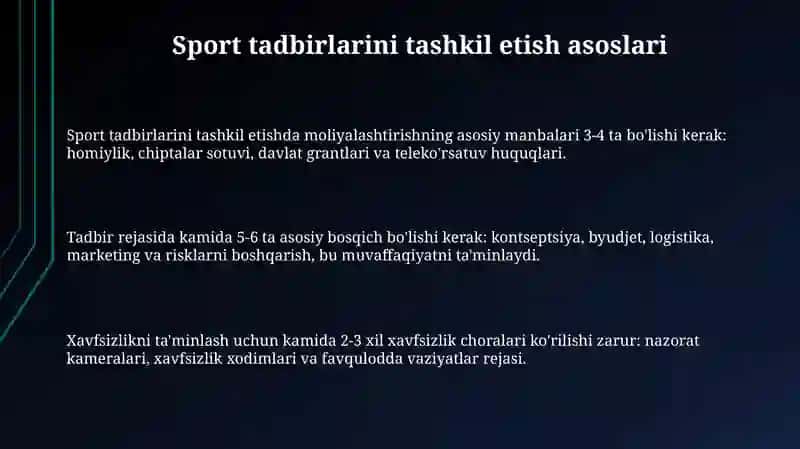 Sport tadbirlari tashkil etish asoslari 3