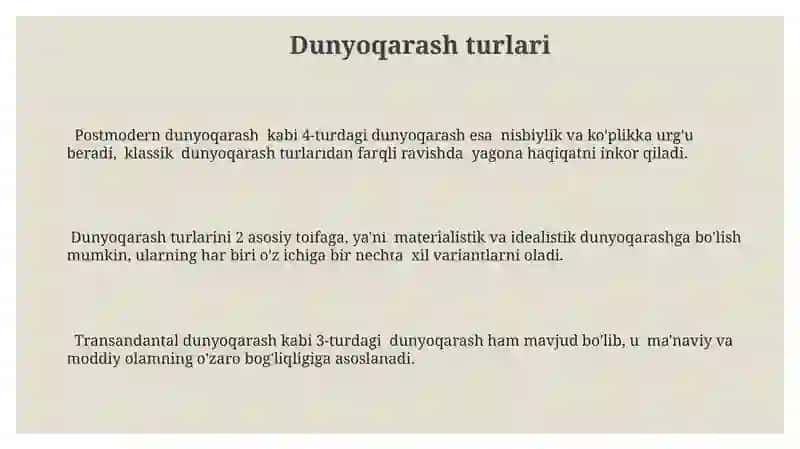 Dunyoqarashning mohiyati,tuzulishi va asosiy funksiyalari 3