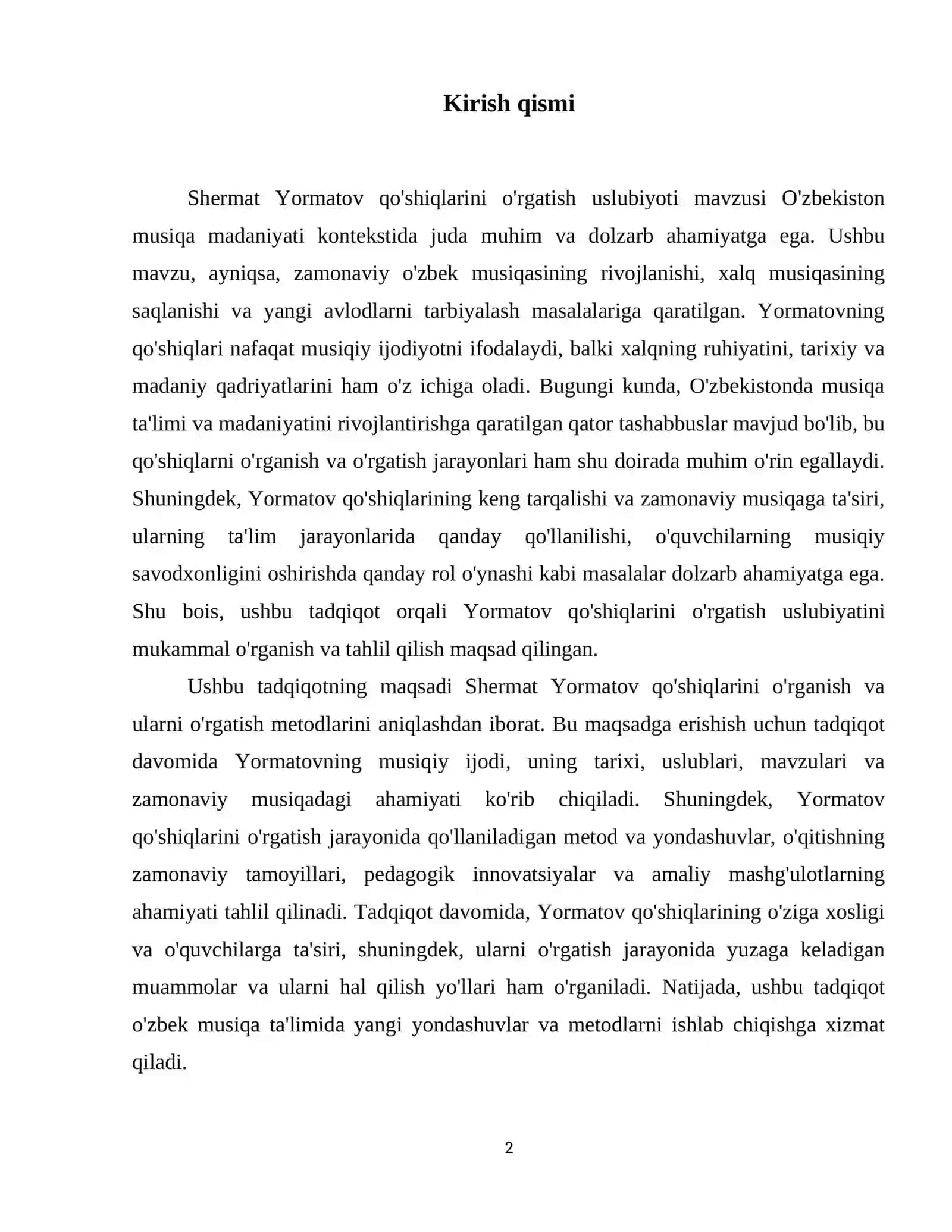 Shermat Yormatov qo'shiqlarini o'rgatish uslubiyoti 3