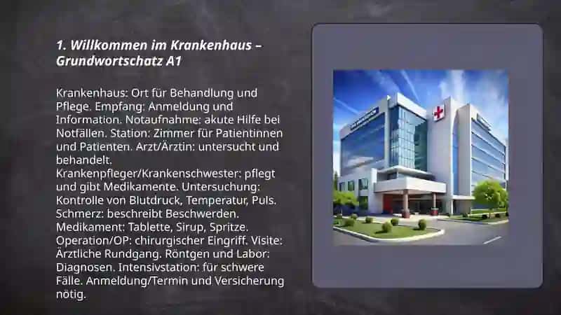 Willkommen im Krankenhaus – Grundwortschatz A1 3