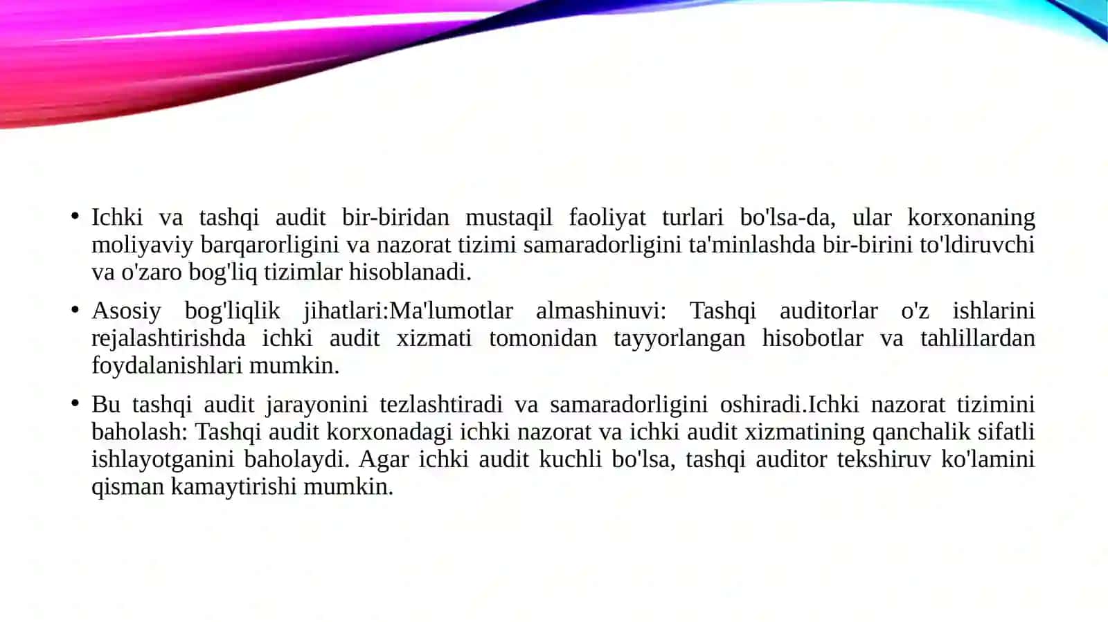 Ichki Audit va tashqi auditning uzaro bog‘liqligi 3