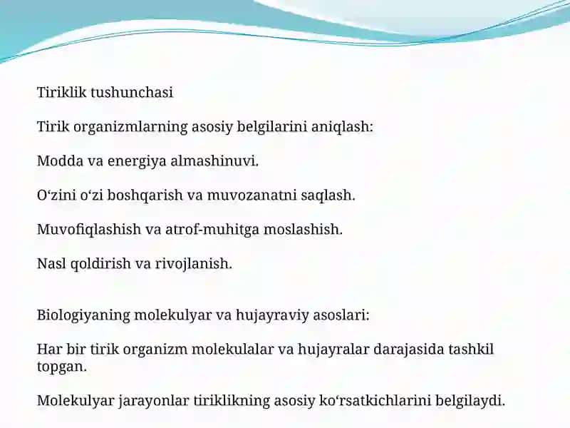 Tiriklikning molekulyar va hujayraviyasoslari 3