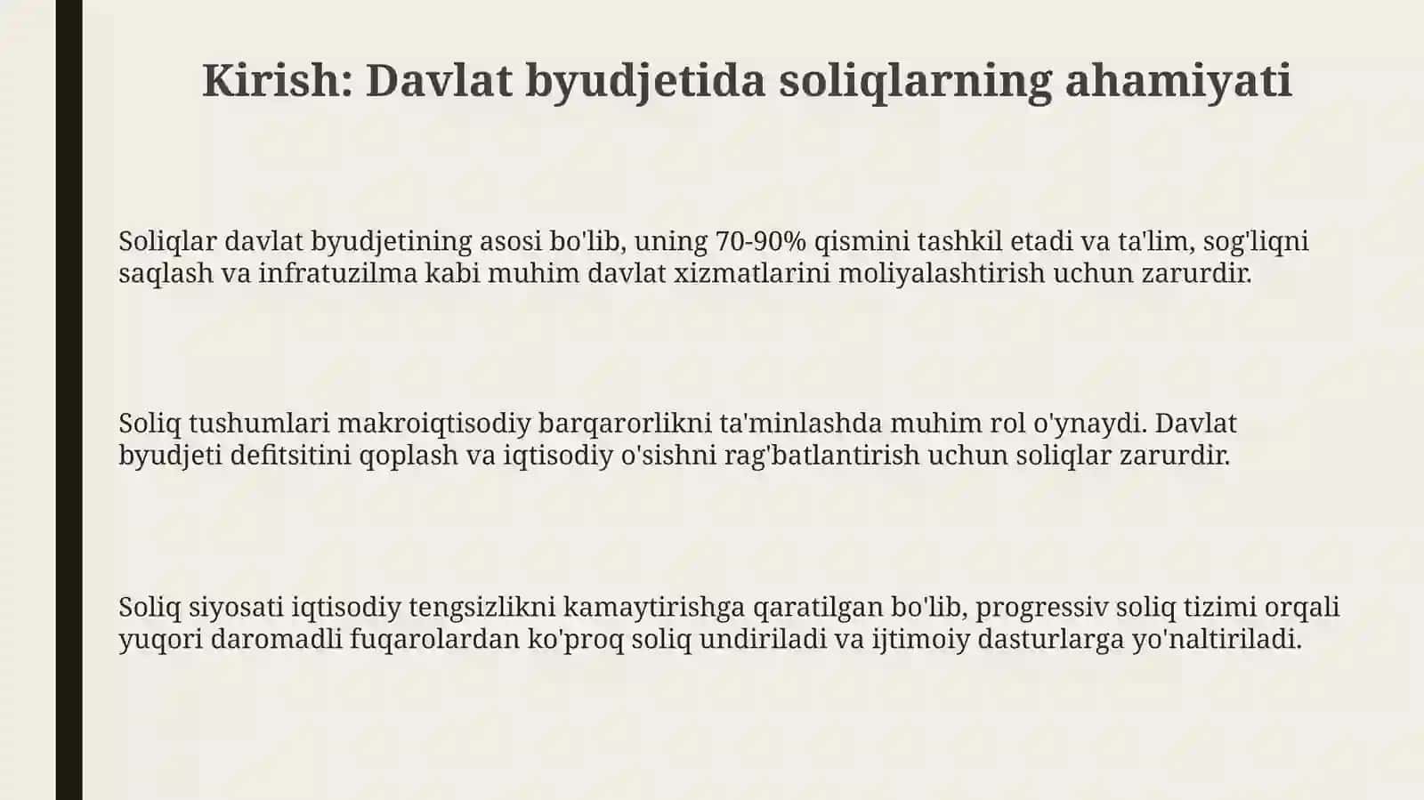 Davlat budjetini shakillantirishda soliqlarning ro’li 3