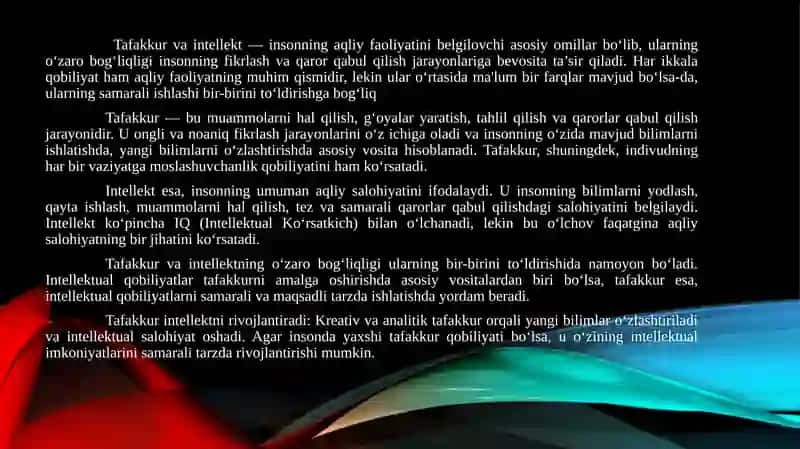 Tafakkur va Intellektual qobilyatlar 3